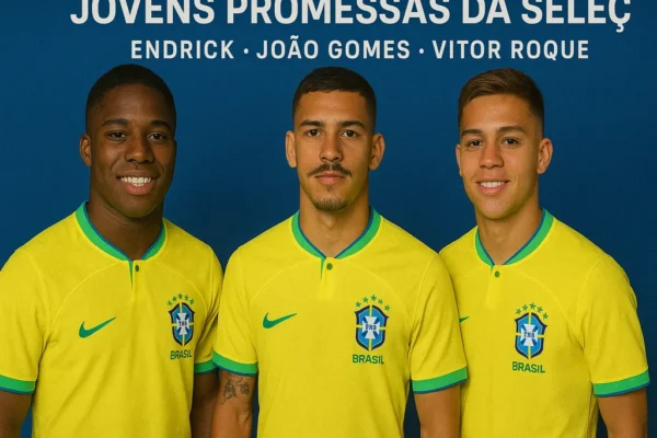 Endrick, João Gomes e Vitor Roque são as jovens promessas da Seleção Brasileira em 2025, destaque como futuro da equipe rumo à Copa de 2026.
