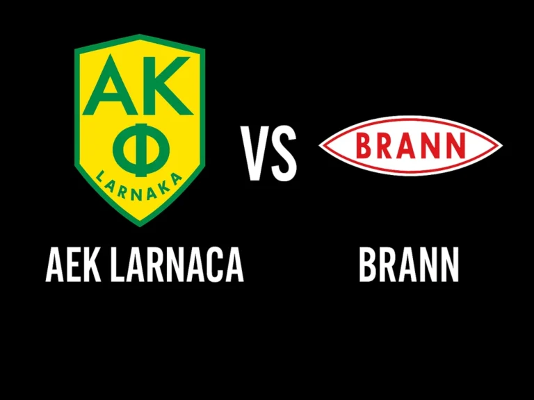 Arte do duelo AEK Larnaca vs Brann pelo playoff da Europa League em Larnaca, Chipre