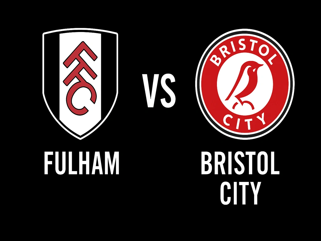 Arte de prévia Fulham vs Bristol City pela Carabao Cup 2025 em Londres