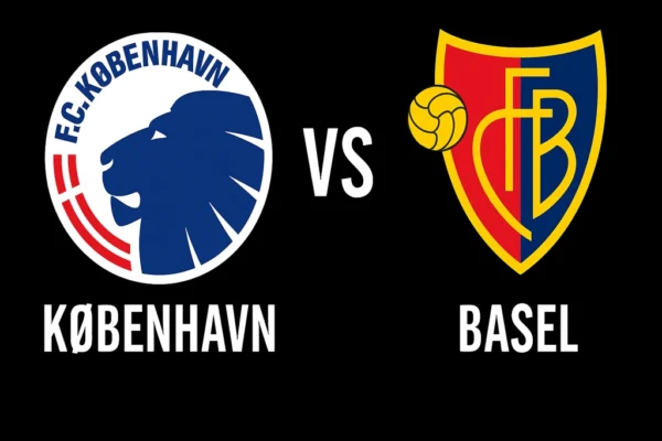 Arte do duelo København vs Basel no Parken, em Copenhague, pelo playoff da Champions League