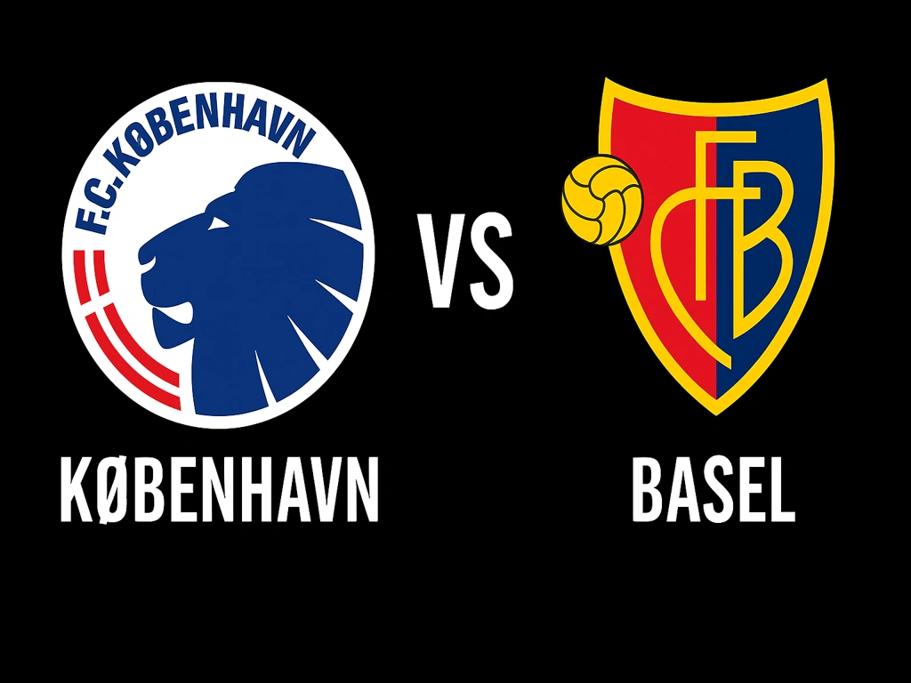 Arte do duelo København vs Basel no Parken, em Copenhague, pelo playoff da Champions League