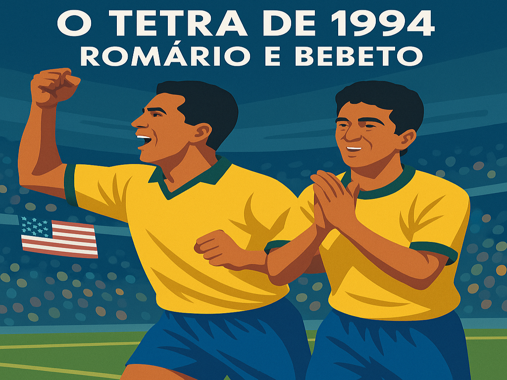 Brasil conquista o tetracampeonato na Copa do Mundo de 1994, nos Estados Unidos, com Romário, Bebeto, Dunga e Taffarel como protagonistas da Seleção.
