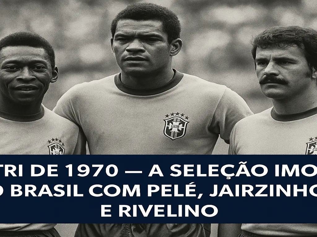 Seleção Brasileira conquista o tricampeonato mundial em 1970, com Pelé, Jairzinho, Rivelino e Carlos Alberto Torres como destaques.