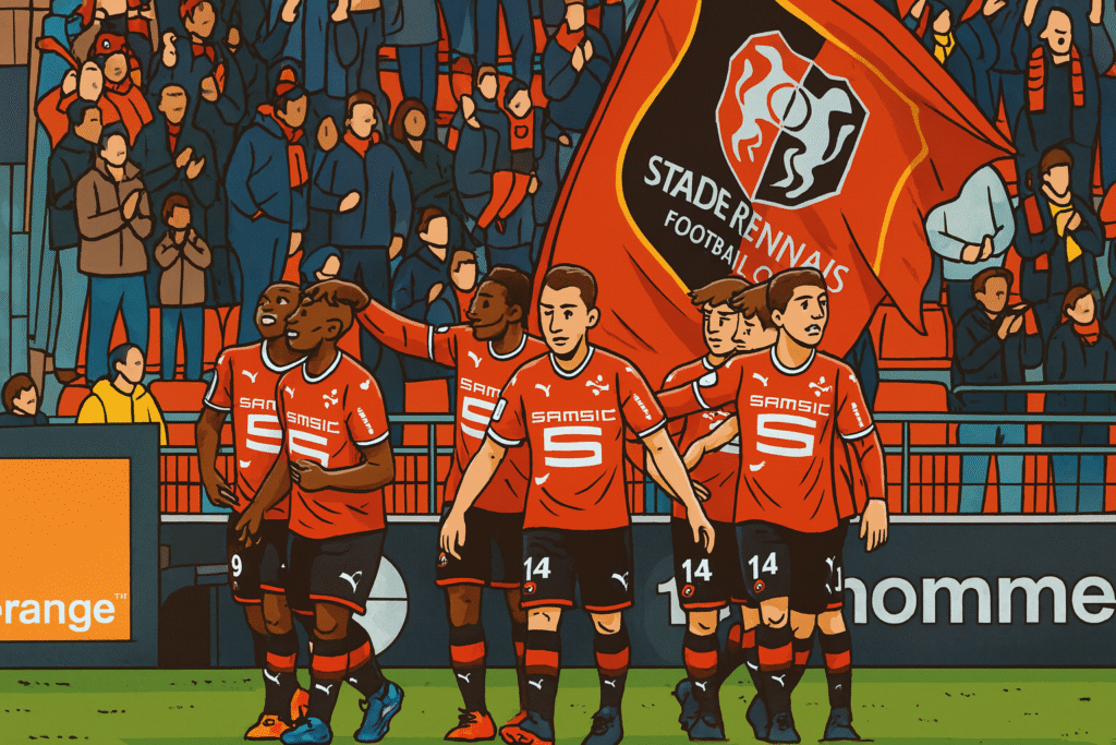 Time e torcida do Rennes durante o Ligue 1
